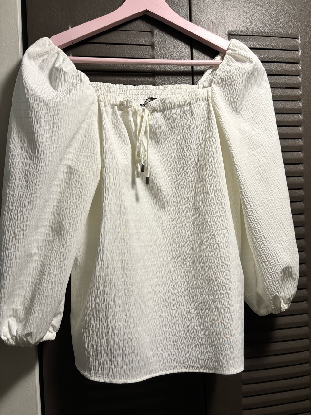 Elizabeth and James Cream Off-Shoulder Peasant Tunic